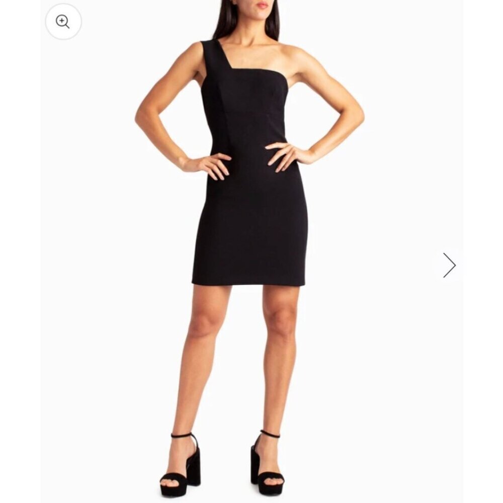 NEW Nicole Miller Lola One Shoulder Dress in Black Size 4